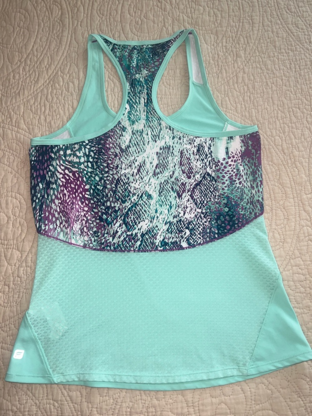 Fabletics Mint Racerback Tank with Patterned Insets - Picture 4 of 6